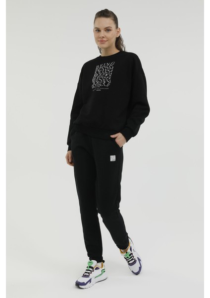 W-SDK203 Rachel Slogan Sw Siyah Kadın Sweatshirt