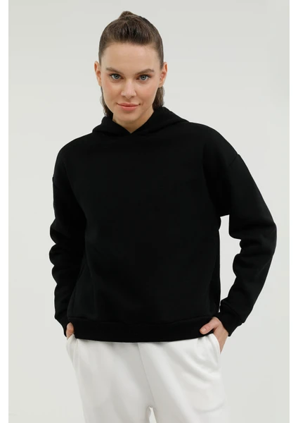 W-SDK240 Rachel Back Prın Siyah Kadın Sweatshirt