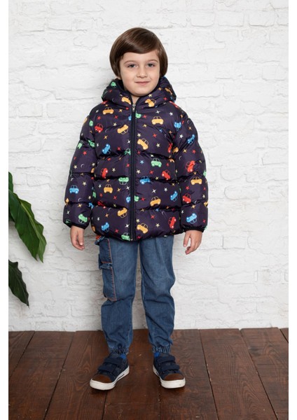 Araba Baskılı Içi Polar Bebe Mont modelleri