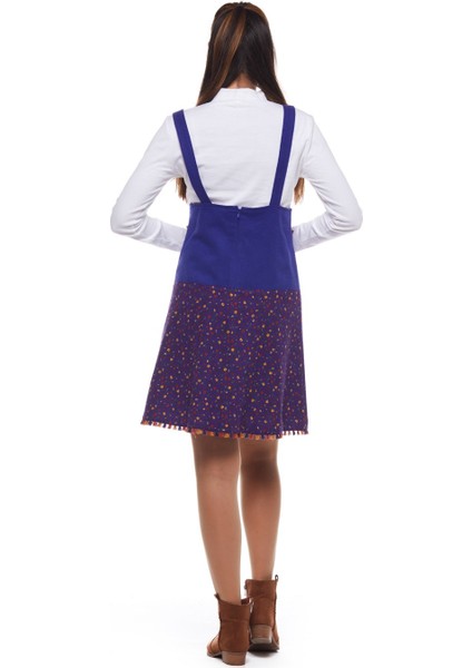 Pazen Mor Salopet Desenli Kısa Etek fırsatları