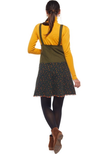 Pazen Haki Salopet Desenli Kısa Etek fırsatları