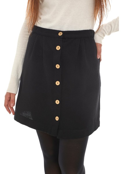 Pazen Siyah Düz Desen Kısa Etek fırsatları