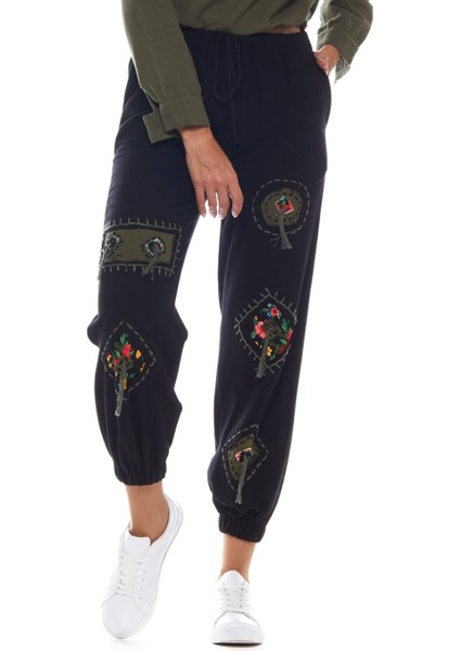 Pazen Siyah Yamalı Pantolon