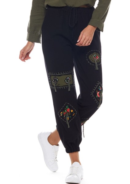 Pazen Siyah Yamalı Pantolon