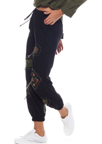 Pazen Siyah Yamalı Pantolon