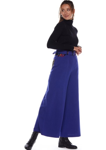 Pazen Saks Geniş Paça Pantolon