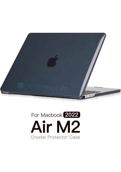 MacBook Air M2 13.6" 2022 A2681 Uyumlu Kılıf Koruyucu Kapak Parlak Şeffaf Tasarım Hava Kanallı
