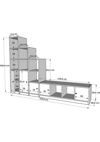 Beş Kapaklı Raflı Tv Ünitesi Beyaz 230 cm Çıtasız TV-1230-Ç fırsatları