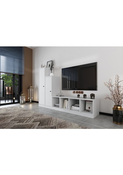 Iki Kapaklı Raflı Tv Ünitesi Beyaz 197 cm Çıtasız TV-1236-Ç fiyatları