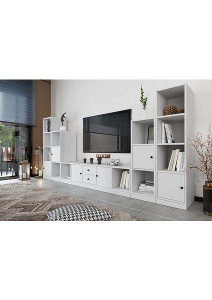 Altı Kapaklı Iki Çekmeceli Tv Ünitesi Beyaz 295 cm TV-1241-Ç fiyatları