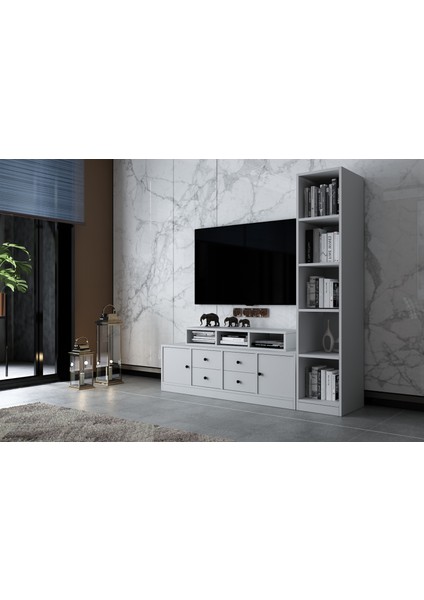 Iki Kapaklı Dört Çekmeceli Tv Ünitesi Beyaz 163 cm TV-1284-Ç fiyatları