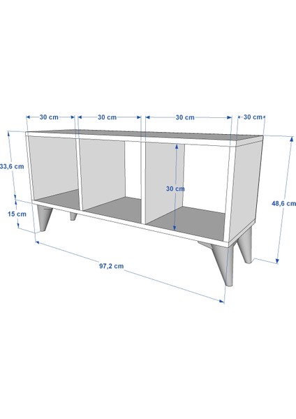 Kitaplıklı Ayaklı Tv Ünitesi Beyaz 97 cm TV-1307 modelleri