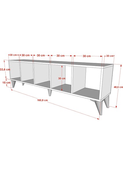 Kitaplıklı Raflı Ayaklı Tv Ünitesi Beyaz 160 cm TV-1318 modelleri