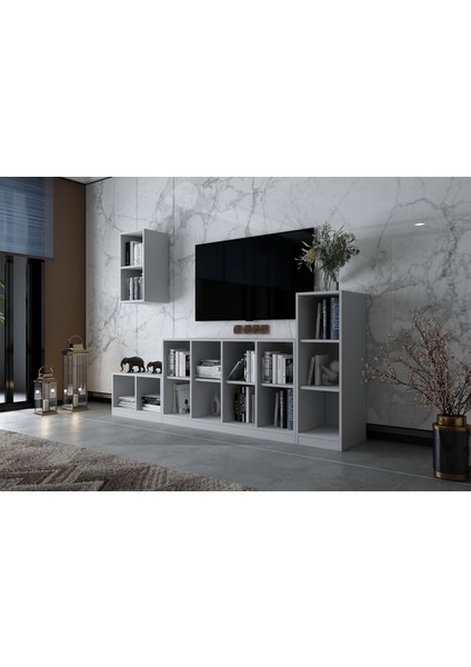 Duvar Kitaplıklı Raflı Tv Ünitesi Beyaz 228 cm TV-1268 fiyatları