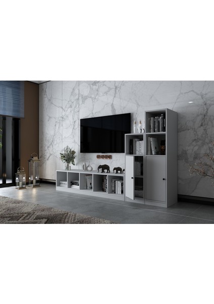Iki Kapaklı Raflı Tv Ünitesi Beyaz 228 cm Çıtasız TV-1279-Ç modelleri