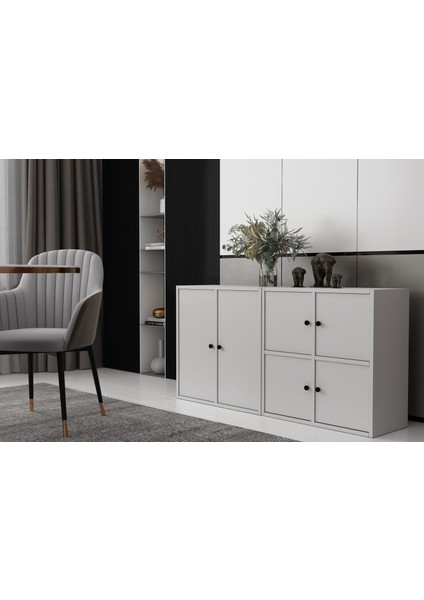 Altı Kapaklı Raflı Beyaz Konsol Çıtasız KNS-1182-Ç fiyatları