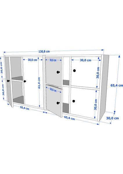 Altı Kapaklı Raflı Beyaz Konsol Çıtasız KNS-1182-Ç fırsatları
