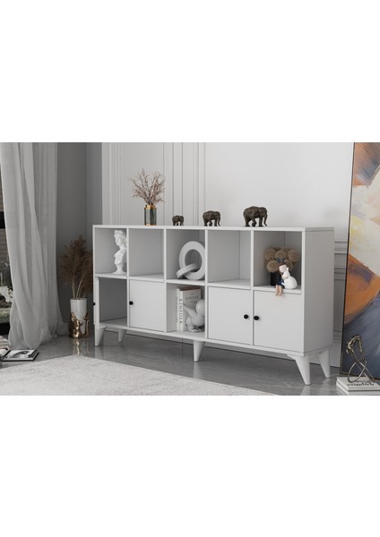 Ayaklı Dört Kapaklı Raflı Beyaz Şifonyer Çıtasız ŞFN-1102-Ç modelleri