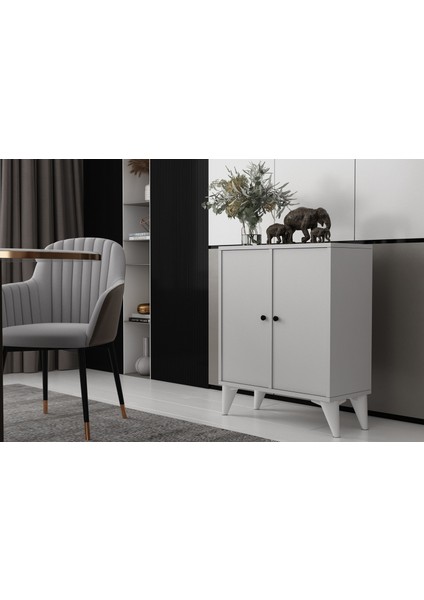 Ayaklı Iki Kapaklı Raflı Beyaz Konsol Çıtasız KNS-1250-Ç fiyatları