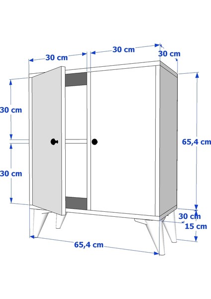 Ayaklı Iki Kapaklı Raflı Beyaz Konsol Çıtasız KNS-1250-Ç fırsatları