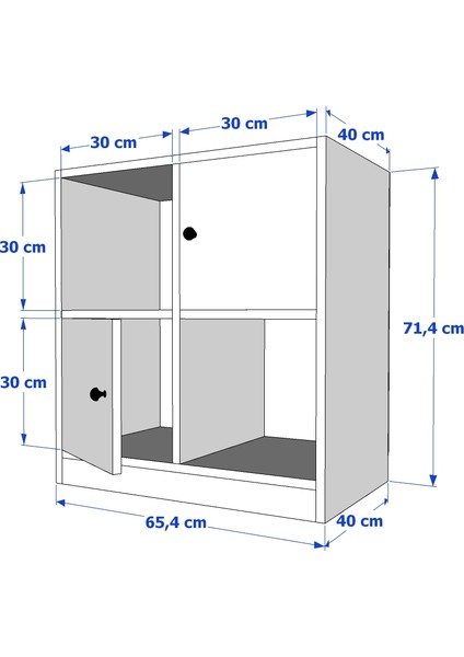 Raflı Iki Kapaklı Beyaz Komodin Çıtasız KMD-1033-Ç