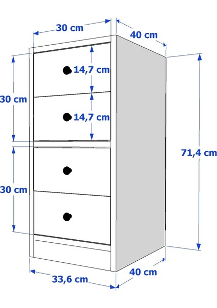 Dört Çekmeceli Beyaz Komodin Çıtasız KMD-1039-Ç fırsatları