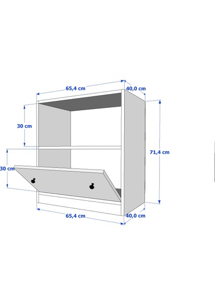 Raflı Kapaklı Beyaz Komodin Çıtasız KMD-1041-Ç fırsatları