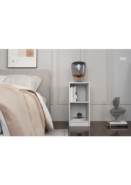 Raflı Beyaz Komodin KMD-1035