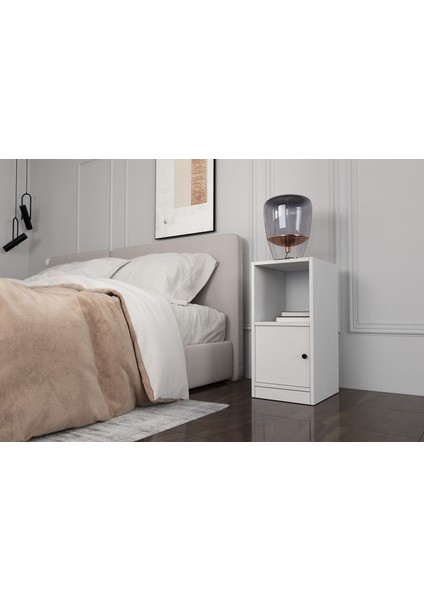 Raflı Kapaklı Beyaz Komodin Çıtasız KMD-1036-Ç fiyatları