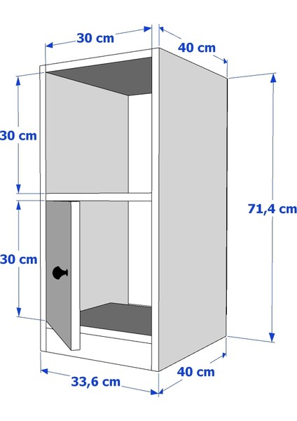 Raflı Kapaklı Beyaz Komodin Çıtasız KMD-1036-Ç fırsatları