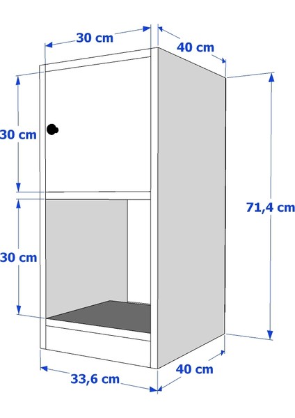 Raflı Kapaklı Beyaz Komodin Çıtasız KMD-1037Ç fırsatları