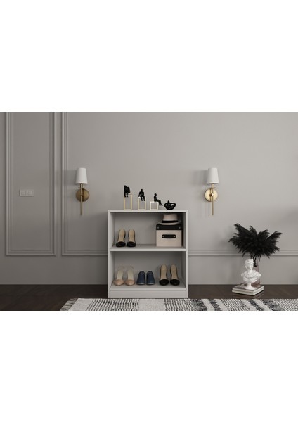 Iki Raflı Beyaz Ayakkabılık AYK-1050