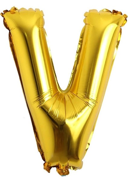 V Harfi Gold Folyo Balon 40ınc 100CM Harf Balon
