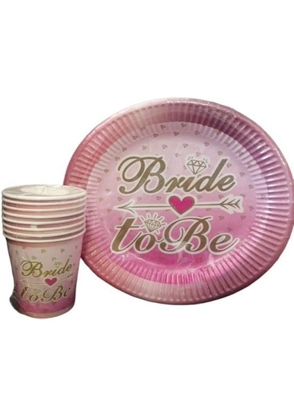 Bride To Be Baskılı Tabak Bardak Set 8'li