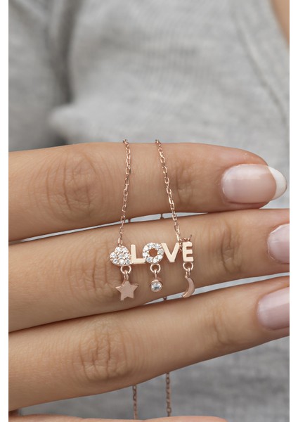 925 Ayar Gümüş Şans Figürlü Love Kolye