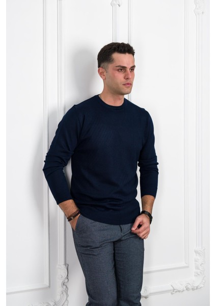 Sıfır Yaka Regular Fit Desenli Erkek Kazak modelleri