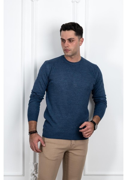 Sıfır Yaka Regular Fit Desenli Erkek Kazak modelleri