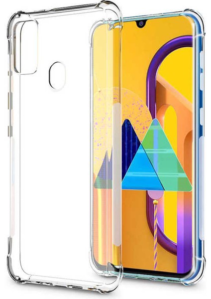 Samsung Galaxy M21 Köşe Korumalı Şeffaf Darbe Emici Telefon Kılıfı