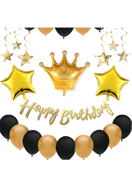 Erkek Doğum Günü Süsleri Seti Kral Taçlı