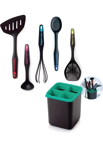 Modern Peri Set Spatula-Mini Kepçe-Çırpıcı-Kaşık-Kevgir Hsgl