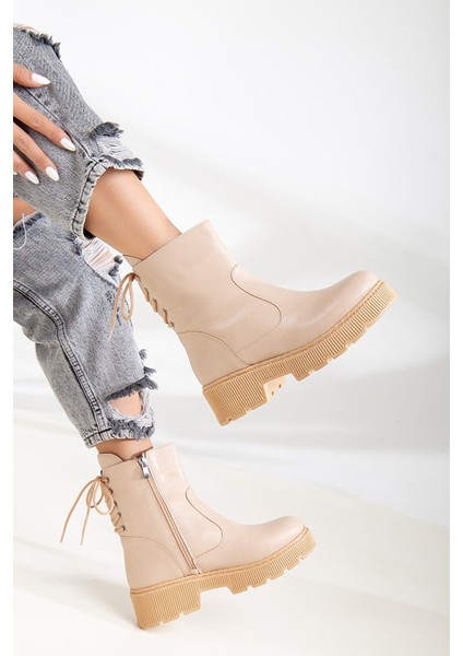 Kalın Tabanlı Fermuarlı Arkadan Bağcıklı Kışlık Kadın Bot modelleri