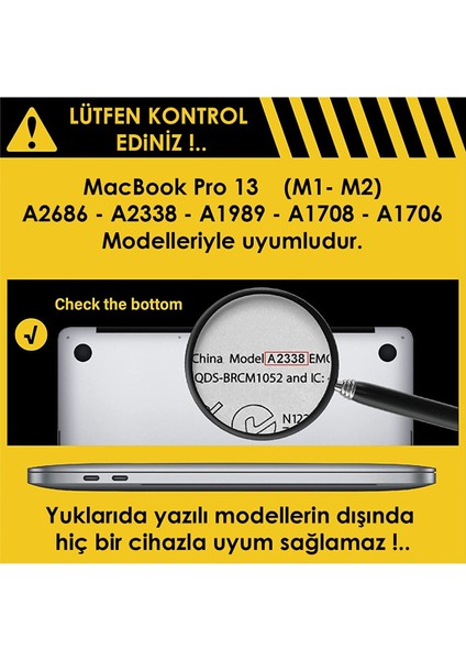 Apple Macbook Pro 13 M1 2021 Kılıf Kapak Koruma Kılıfı 13.3' A2338 A1989 A1708 A1706 Uyumlu