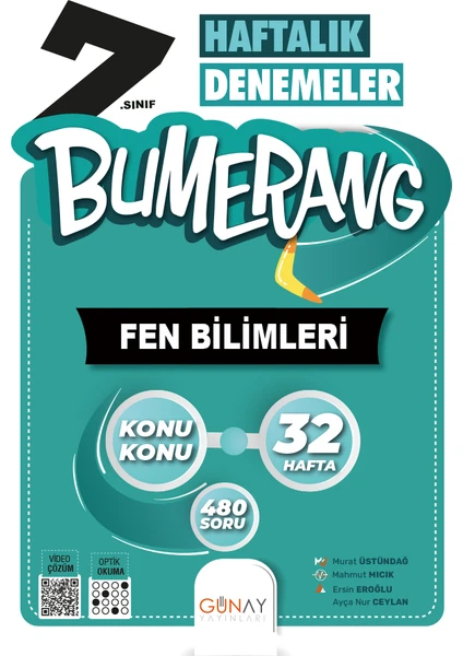 Günay Yayınları 7.Sınıf Bumerang 32 Haftalık Fen Bilimleri Denemeleri