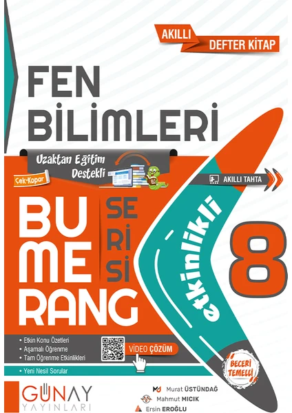 Günay Yayınları Gün&Ay Yayınları 8. Sınıf Bumerang Etkinlikli Fen Bilimleri