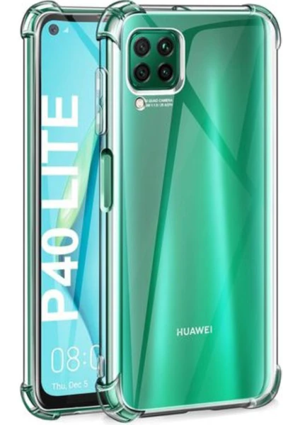 Kzy Huawei P40 Lite Kapak Antişok Airbag Köşe Korumalı Silikon Şeffaf Kılıf