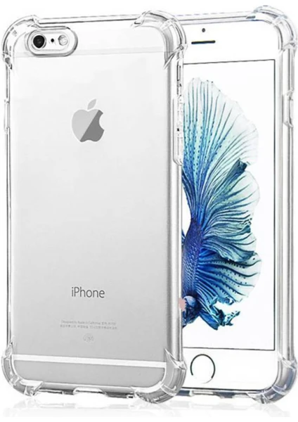 Kzy Apple iPhone 6s Plus Kapak Kamera Korumalı Antişok Airbag Köşe Korumalı Silikon Şeffaf Kılıf