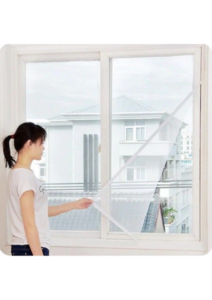 3 Adet Hazır Pencere Sinekliği Çift Kanat Tül Sineklik Kendinden Yapışma Özelliği 75*125CM