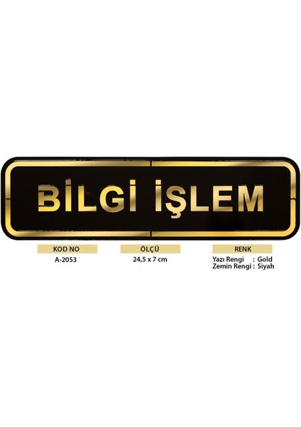 Abs Lüx Çift Katlı Yönlendirme Levhası Siyah-Altın Bilgi Işlem fiyatları