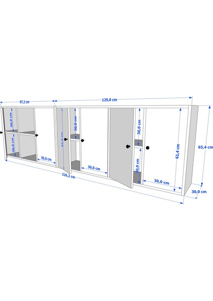 Altı Kapaklı Raflı Beyaz Konsol Çıtasız KNS-1197-Ç fırsatları