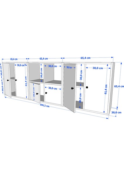 Altı Kapaklı Raflı Beyaz Konsol Çıtasız KNS-1213-Ç fırsatları